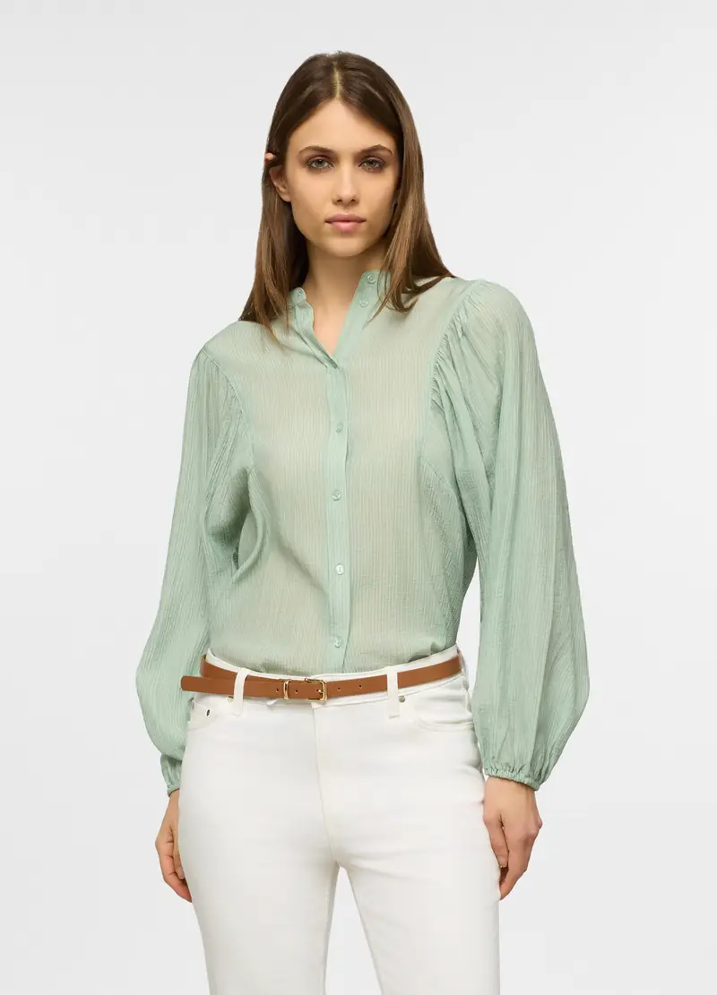 Camicia Fit Over Coreana Donna, Verde acqua