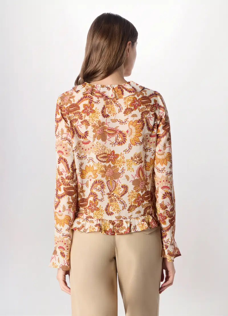 Camicia In Chiffon Con Stampa Donna, Bianco miniatura 2