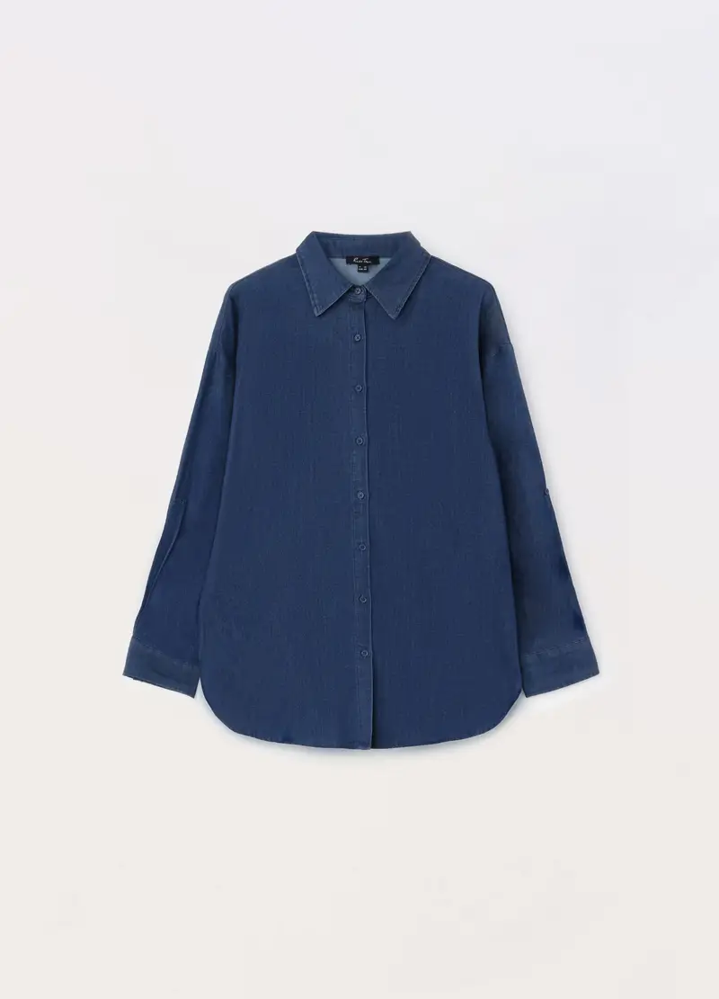 Upim, Camicia In Denim Di Mista Lyocell Donna Curvy, Blu denim, Taglia: 41