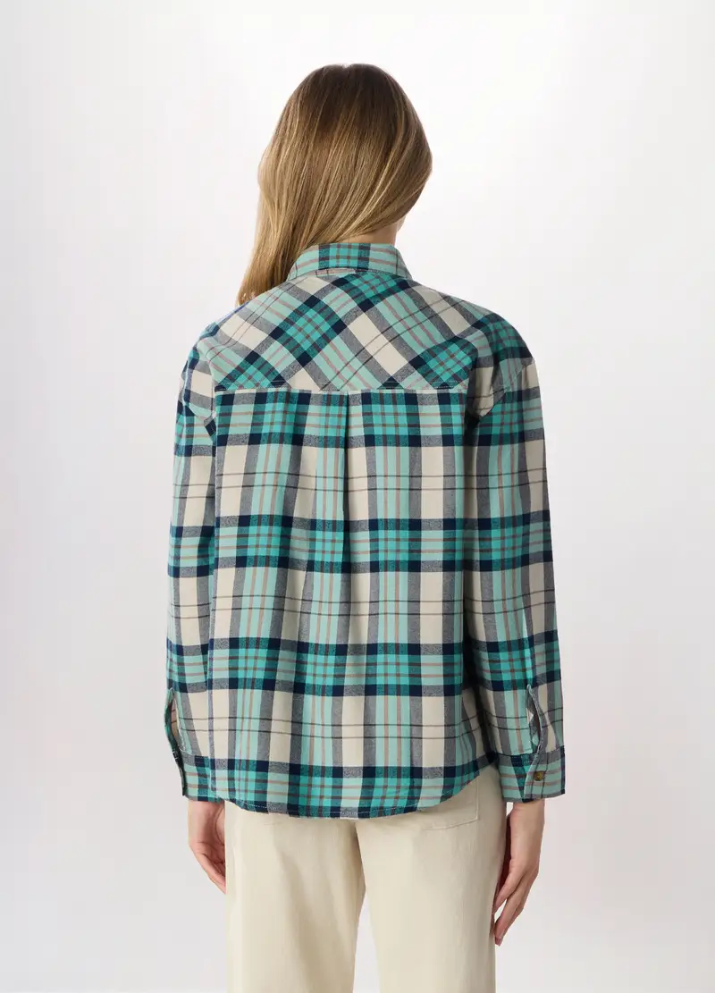 Camicia In Flanella Misto Viscosa Donna, Azzurro celeste miniatura 2