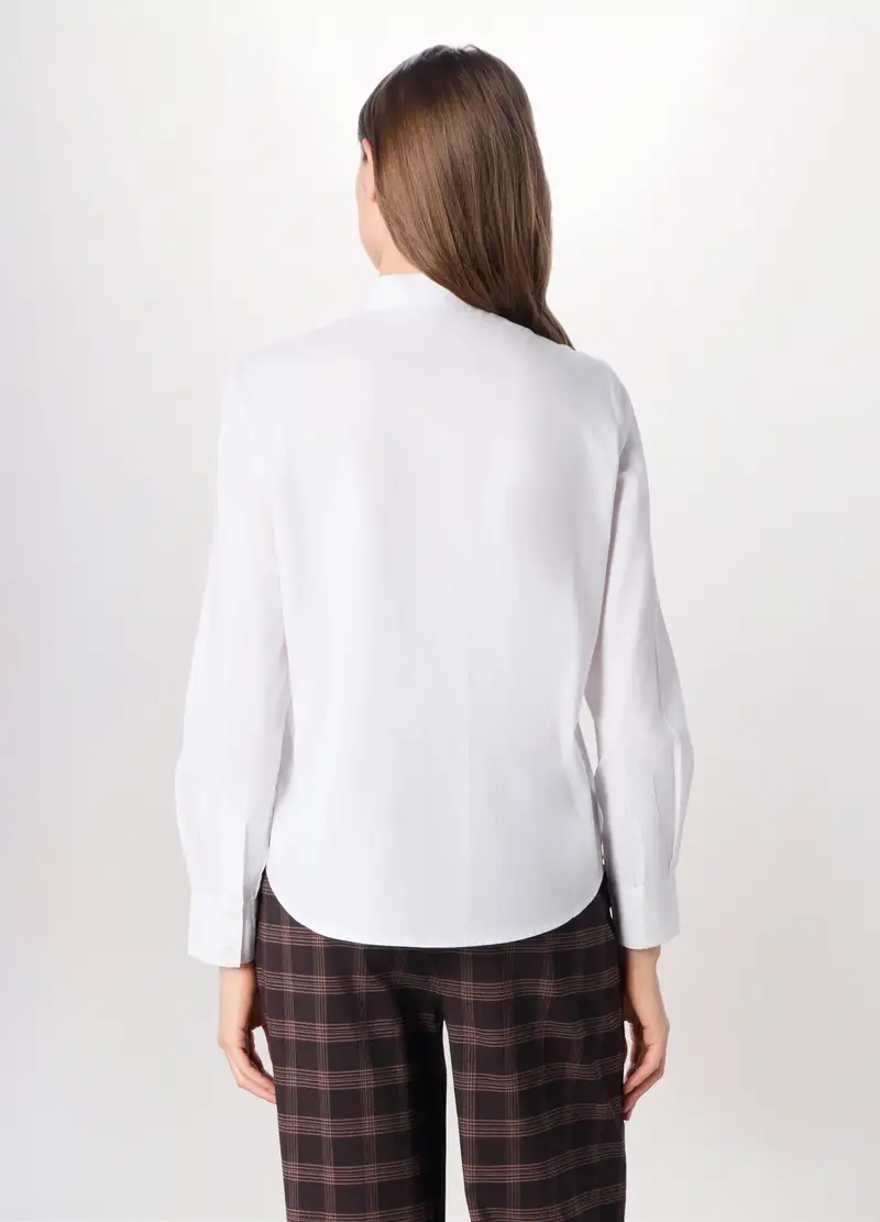 Camicia In Popeline Di Puro Cotone Donna, Bianco gesso miniatura 2