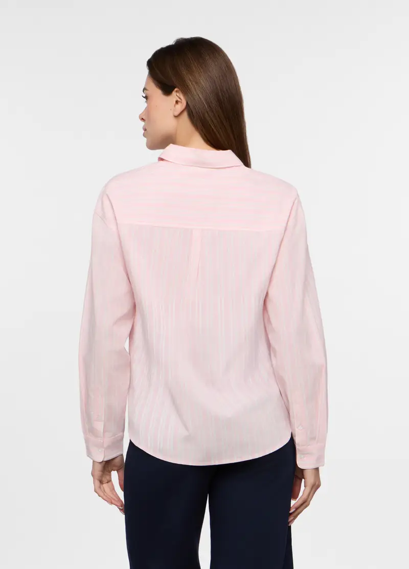 Camicia In Popeline Di Puro Cotone Donna, Rosa pastello miniatura 2