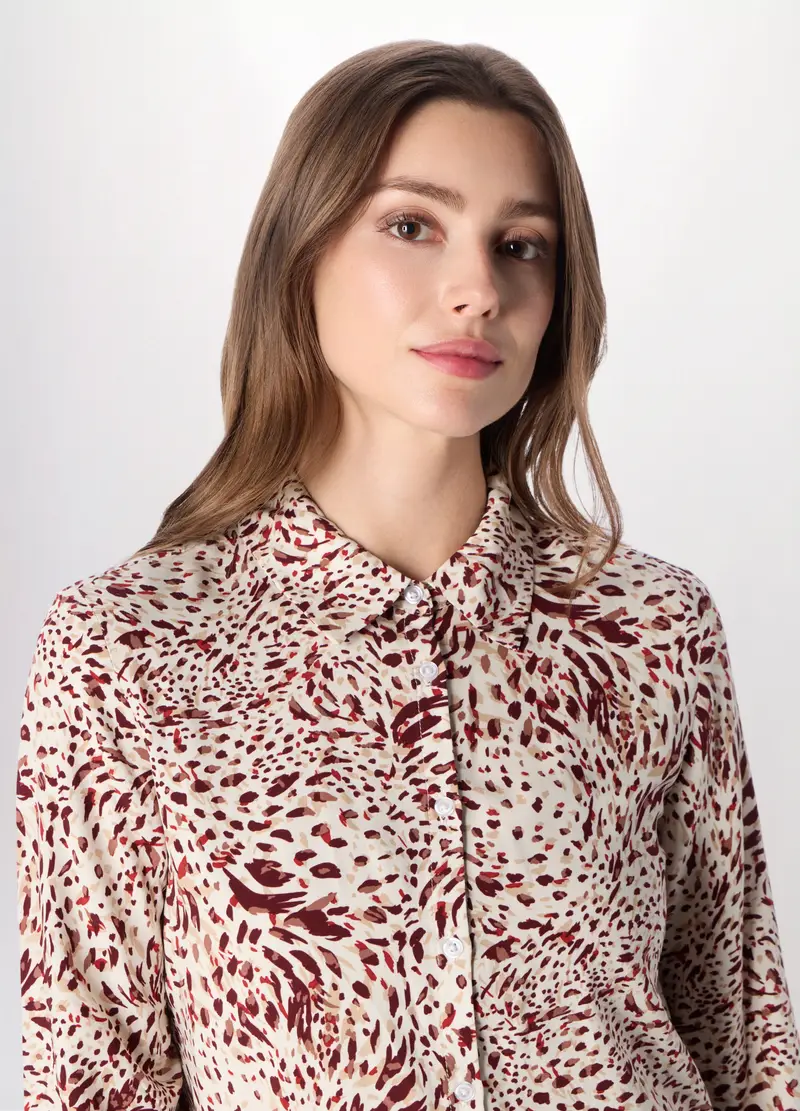 Camicia In Pura Viscosa Con Stampa Donna, Bianco miniatura 3