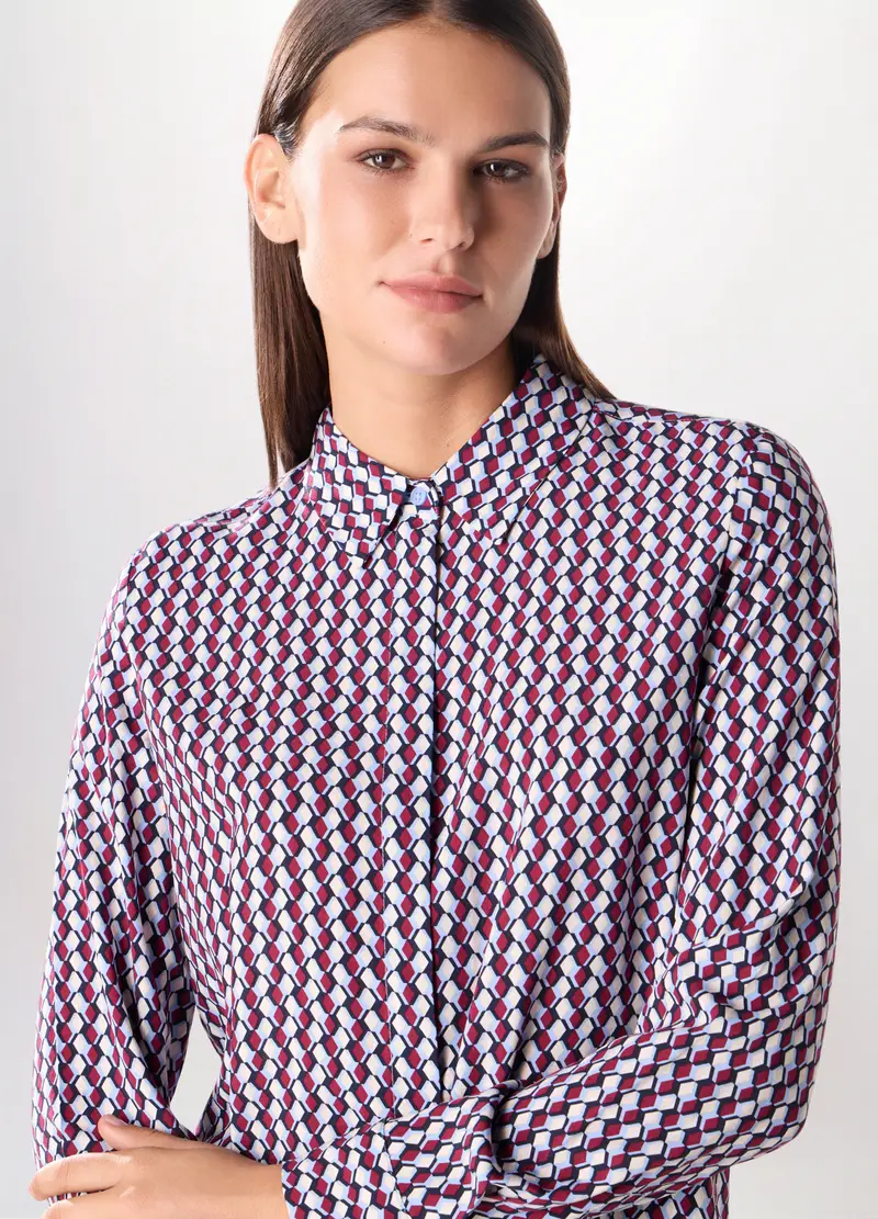 Camicia In Pura Viscosa Donna, Bianco miniatura 3