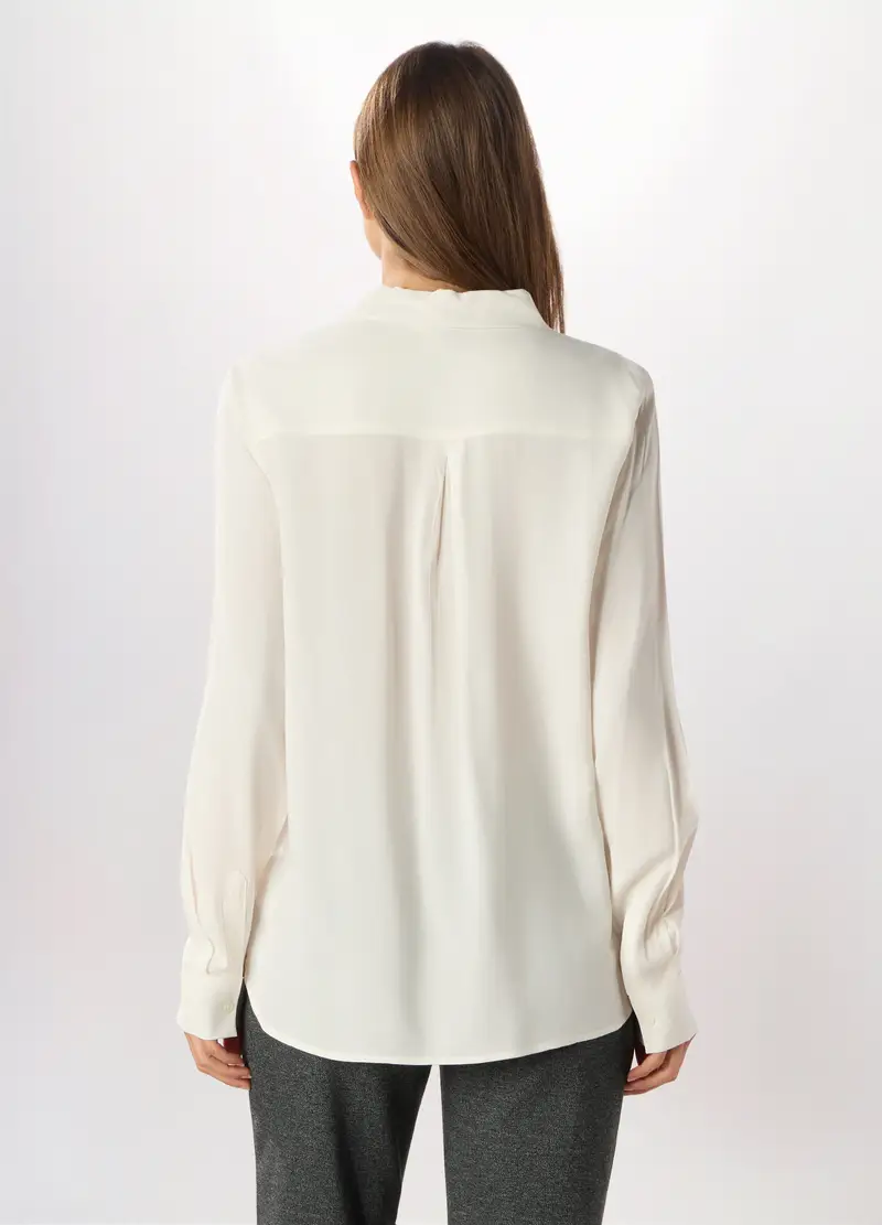 Camicia In Pura Viscosa Donna, Bianco panna miniatura 2