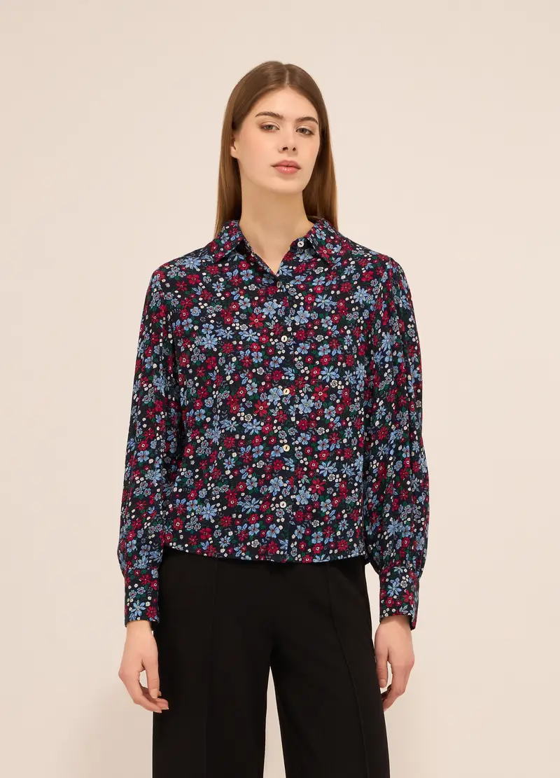 Upim, Camicia In Pura Viscosa Donna, Blu/Verde, Taglia: XS