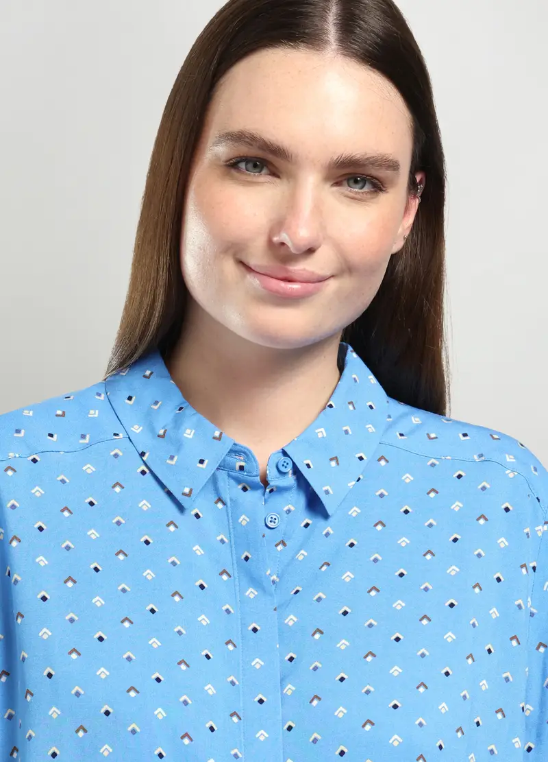 Camicia In Pura Viscosa Donna Curvy, Azzurro chiaro miniatura 3