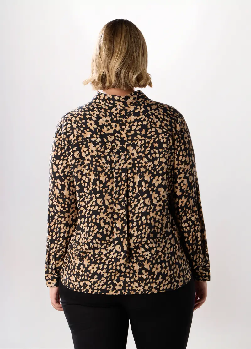 Camicia In Pura Viscosa Donna Curvy, Nero stampa 1 miniatura 2
