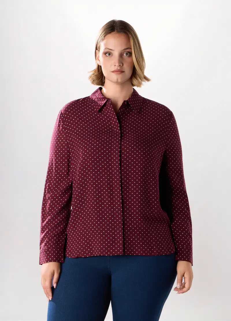Camicia In Pura Viscosa Donna Curvy, Rosso burgundy