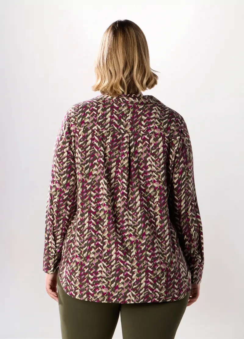 Camicia In Pura Viscosa Donna Curvy, Verde oliva miniatura 2