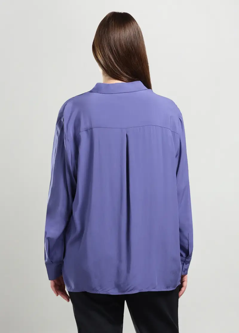 Camicia In Pura Viscosa Donna Curvy, Viola lavanda miniatura 2