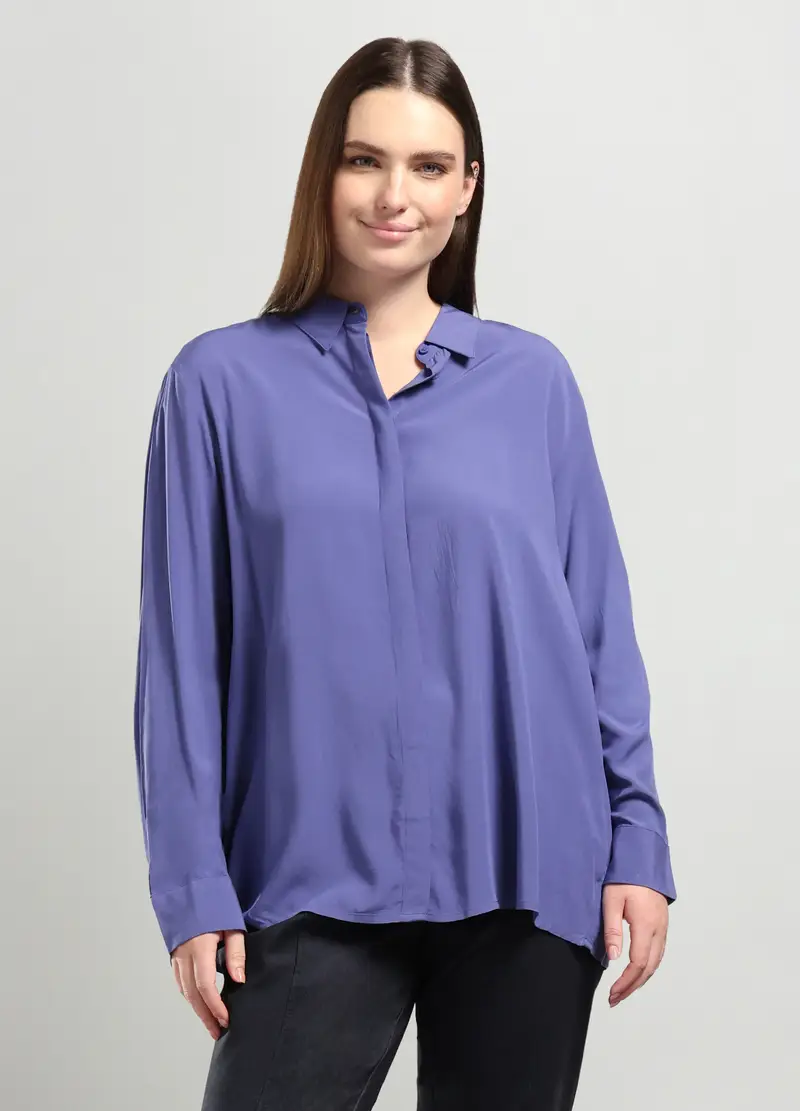 Camicia In Pura Viscosa Donna Curvy, Viola lavanda