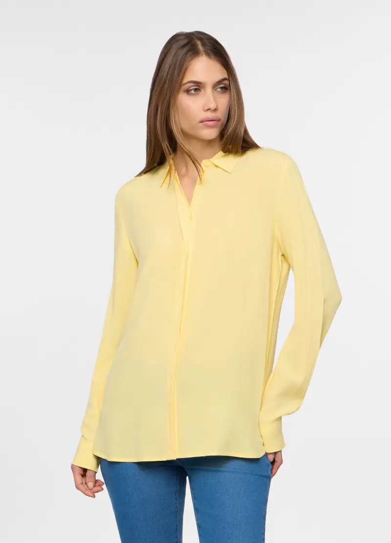 Camicia In Pura Viscosa Donna, Giallo limone