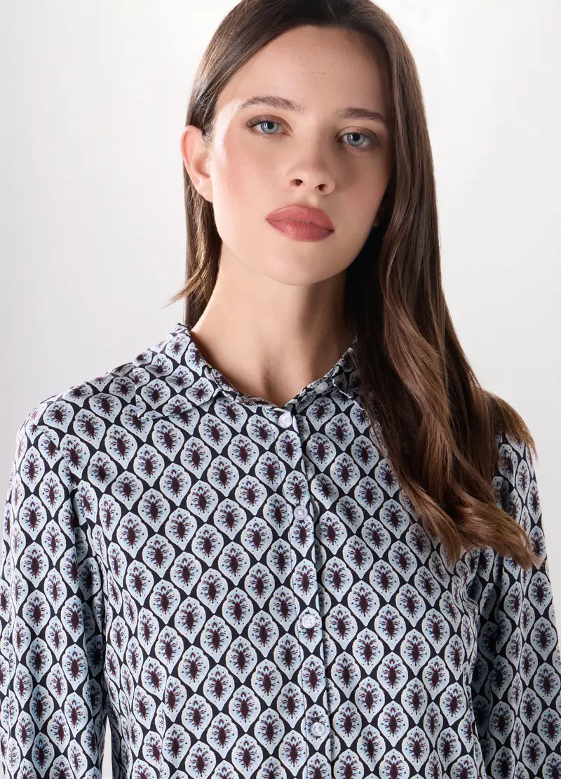 Camicia In Pura Viscosa Donna, Grigio chiaro miniatura 3