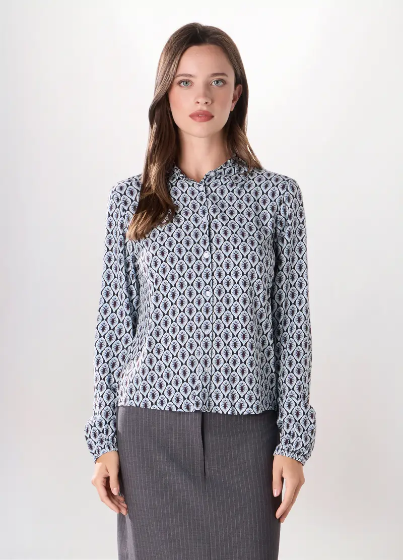 Camicia In Pura Viscosa Donna, Grigio chiaro