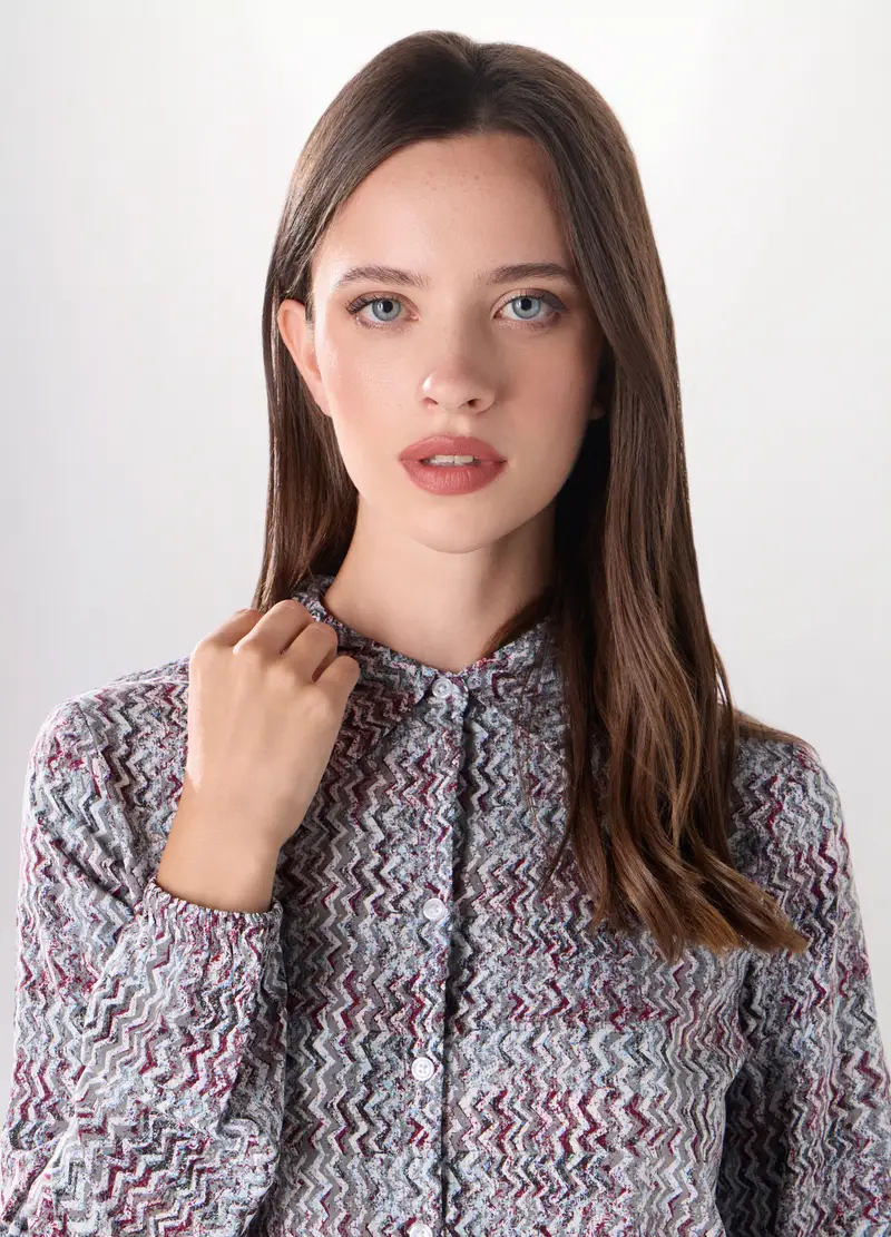 Camicia In Pura Viscosa Donna, Grigio chiaro miniatura 3