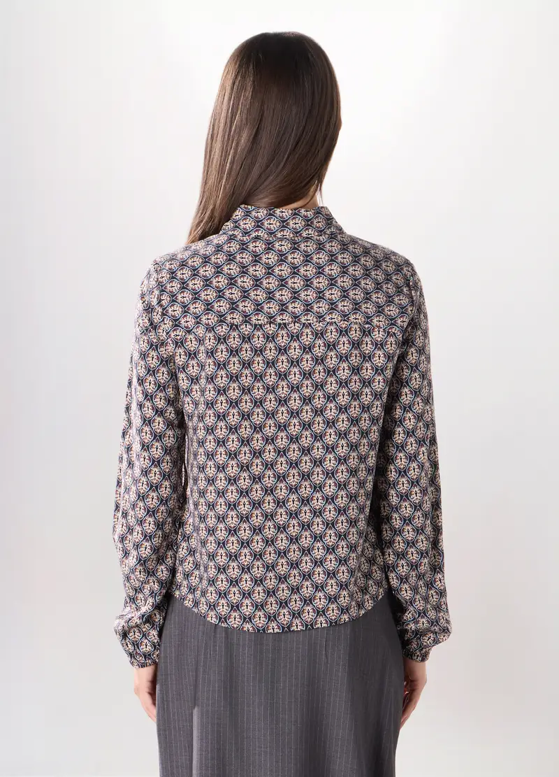 Camicia In Pura Viscosa Donna, Marrone chiaro miniatura 2