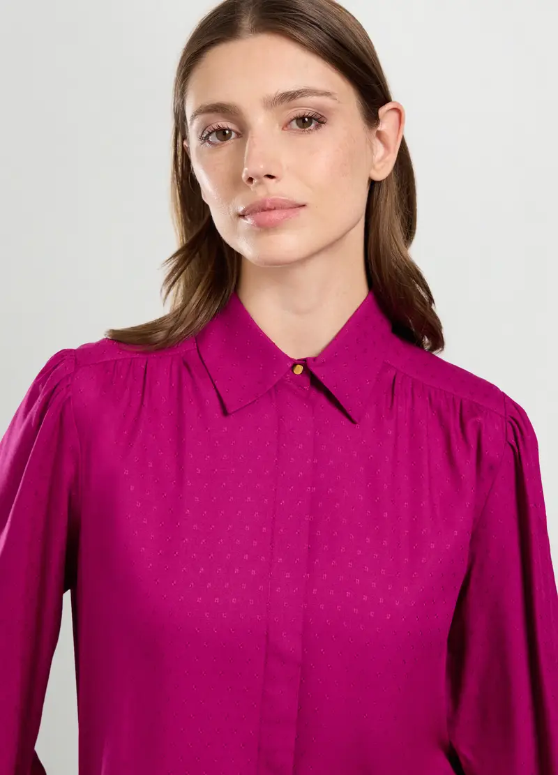 Camicia In Pura Viscosa Donna, Rosa fuxia miniatura 3