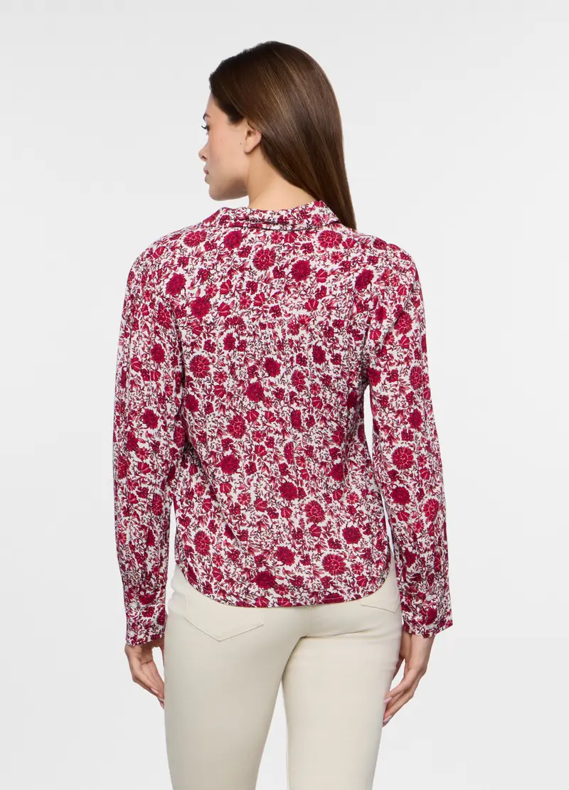 Camicia In Pura Viscosa Donna, Rosso aragosta miniatura 2