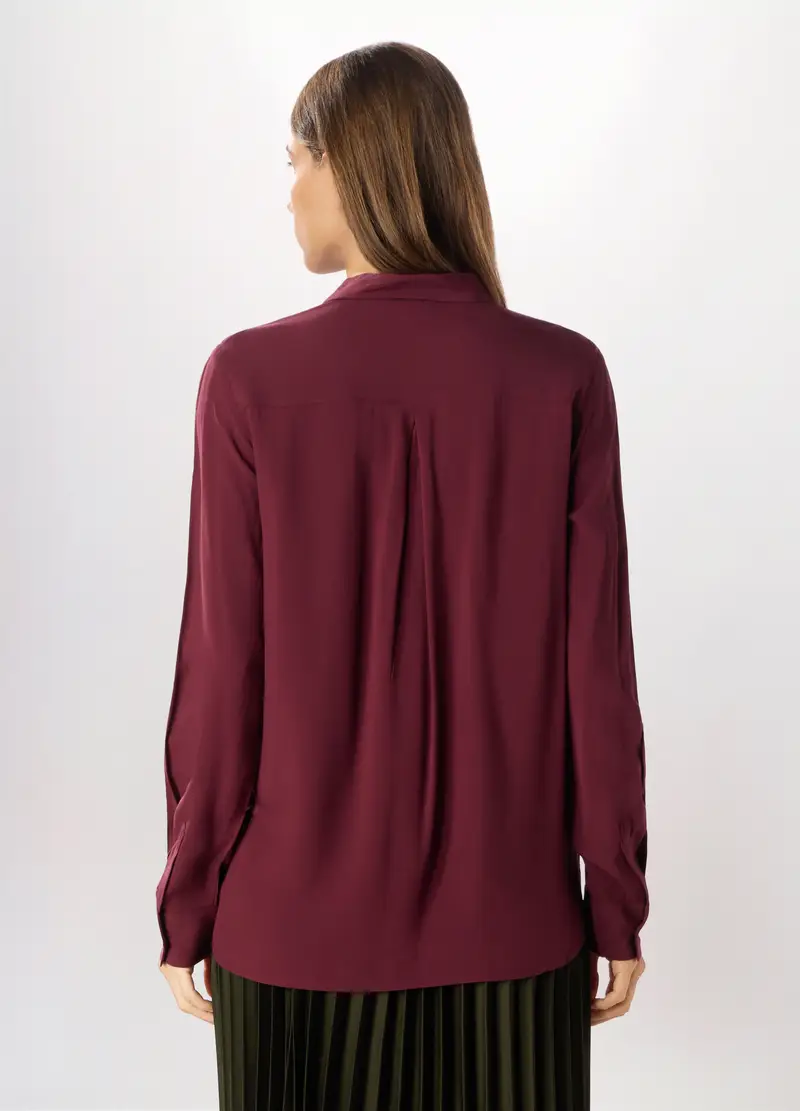 Camicia In Pura Viscosa Donna, Rosso bordeaux miniatura 2