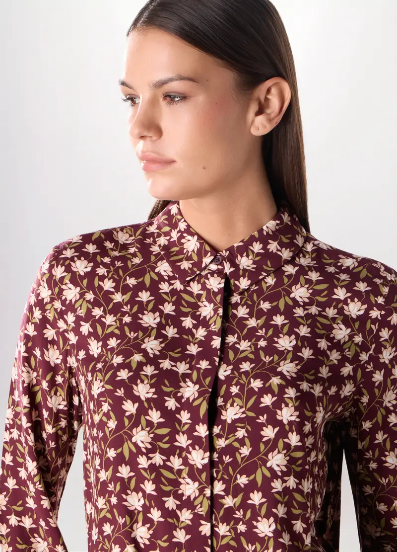 Camicia In Pura Viscosa Donna, Rosso mattone miniatura 3