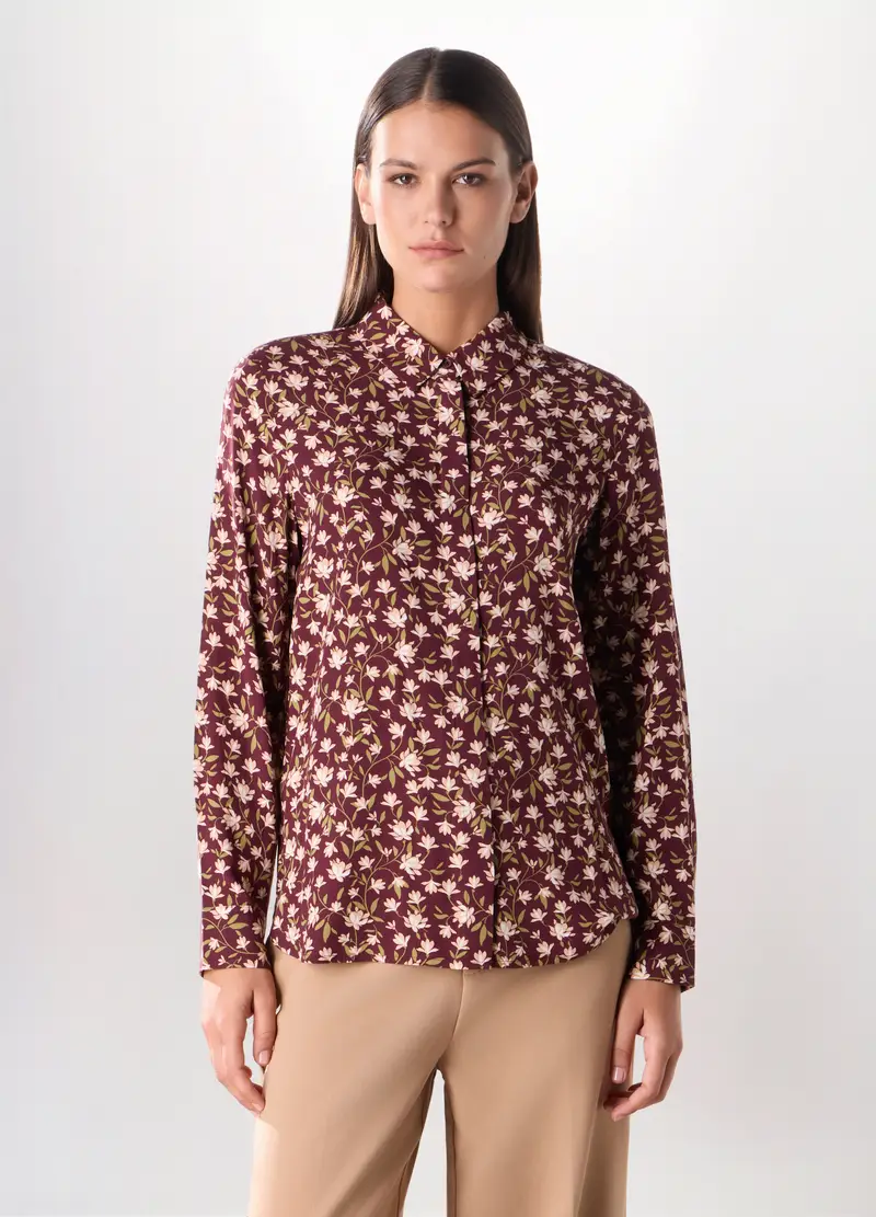 Camicia In Pura Viscosa Donna, Rosso mattone