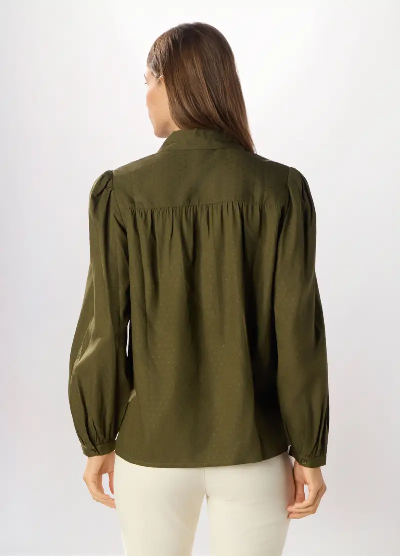 Camicia In Pura Viscosa Donna, Verde oliva miniatura 2