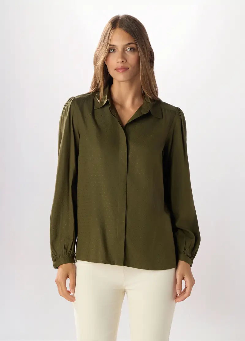 Camicia In Pura Viscosa Donna, Verde oliva