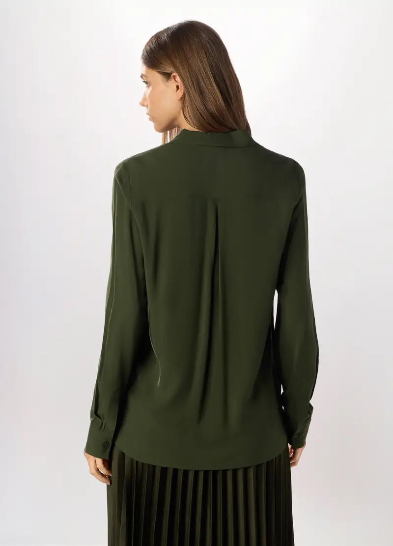 Camicia In Pura Viscosa Donna, Verde scuro miniatura 2