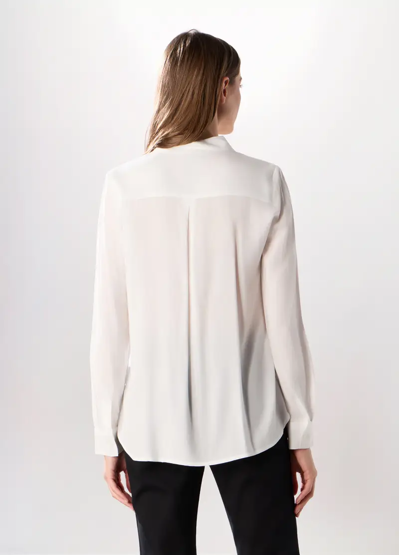 Camicia In Pura Viscosa Tinta Unita Donna, Bianco miniatura 2