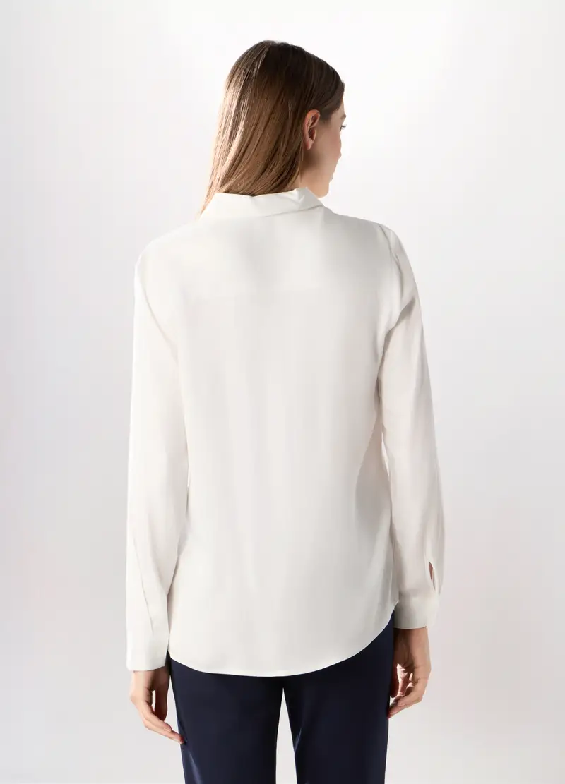 Camicia In Pura Viscosa Tinta Unita Donna, Bianco miniatura 2