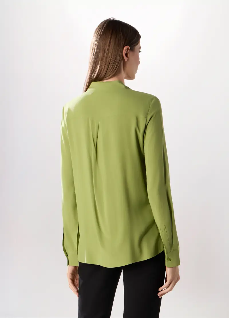 Camicia In Pura Viscosa Tinta Unita Donna, Verde chiaro miniatura 2