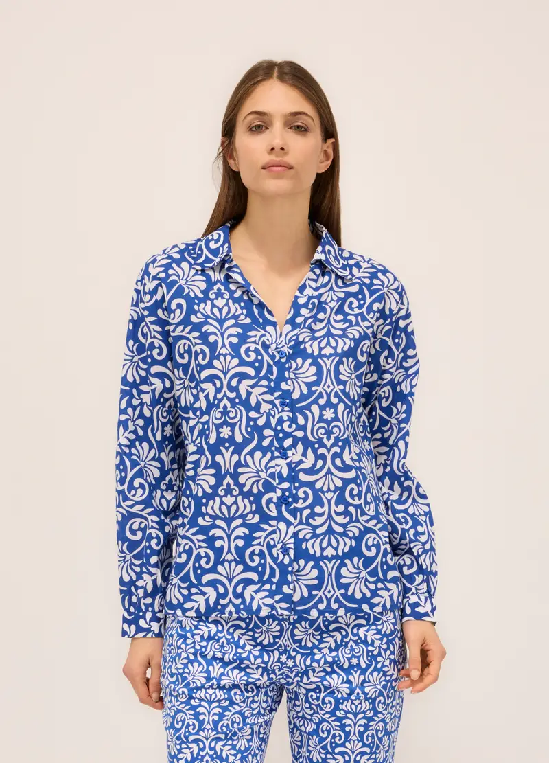 Camicia In Puro Cotone Donna, Blu elettrico