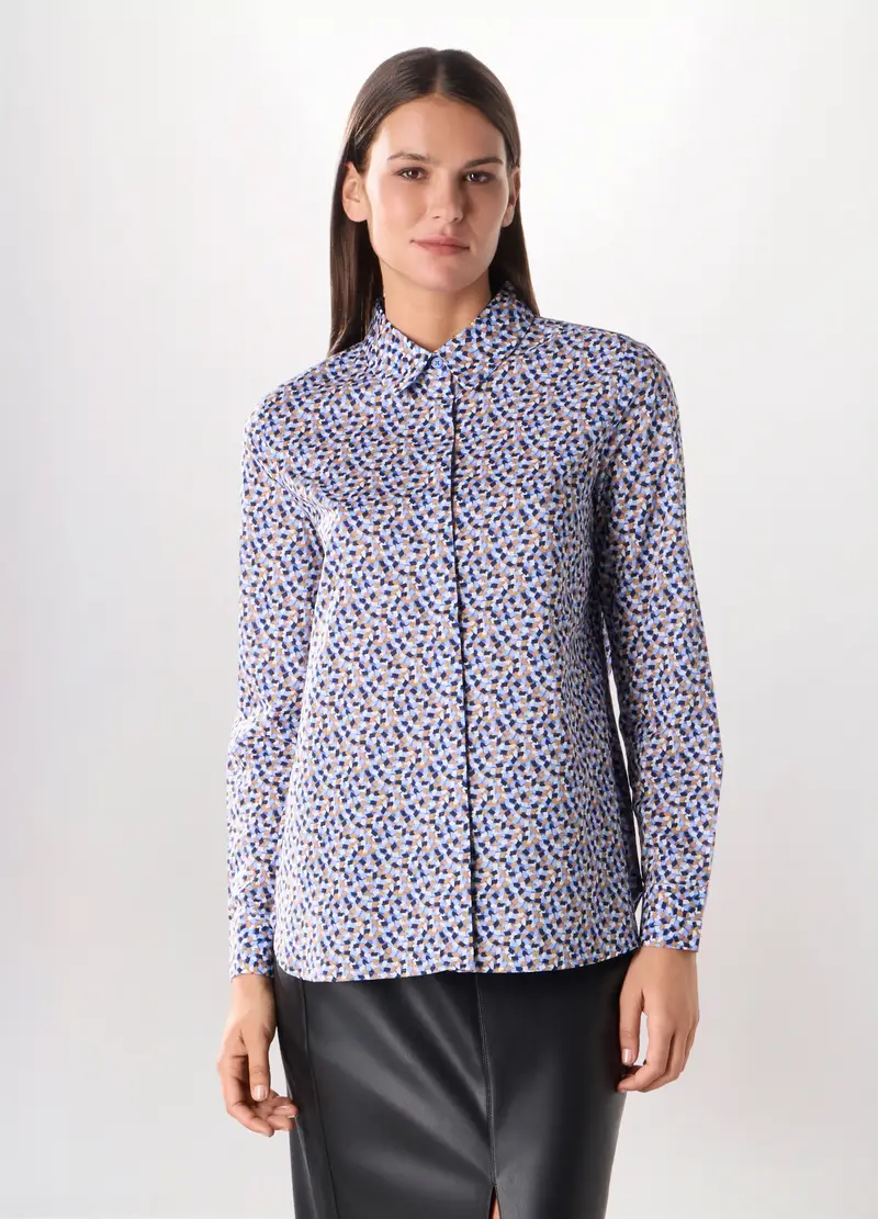 Camicia In Puro Cotone Donna, Blu scuro