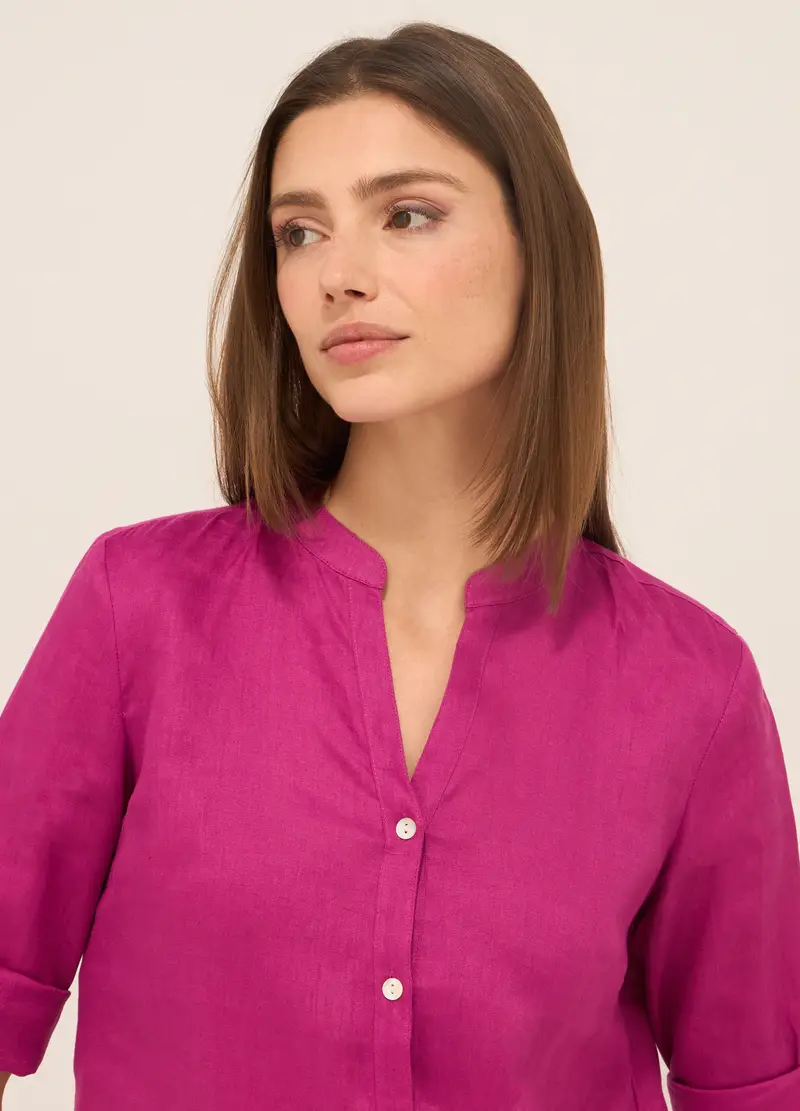 Upim, Camicia In Puro Lino Con Scollo A V Donna, Rosa fuxia, Taglia: M miniatura 2