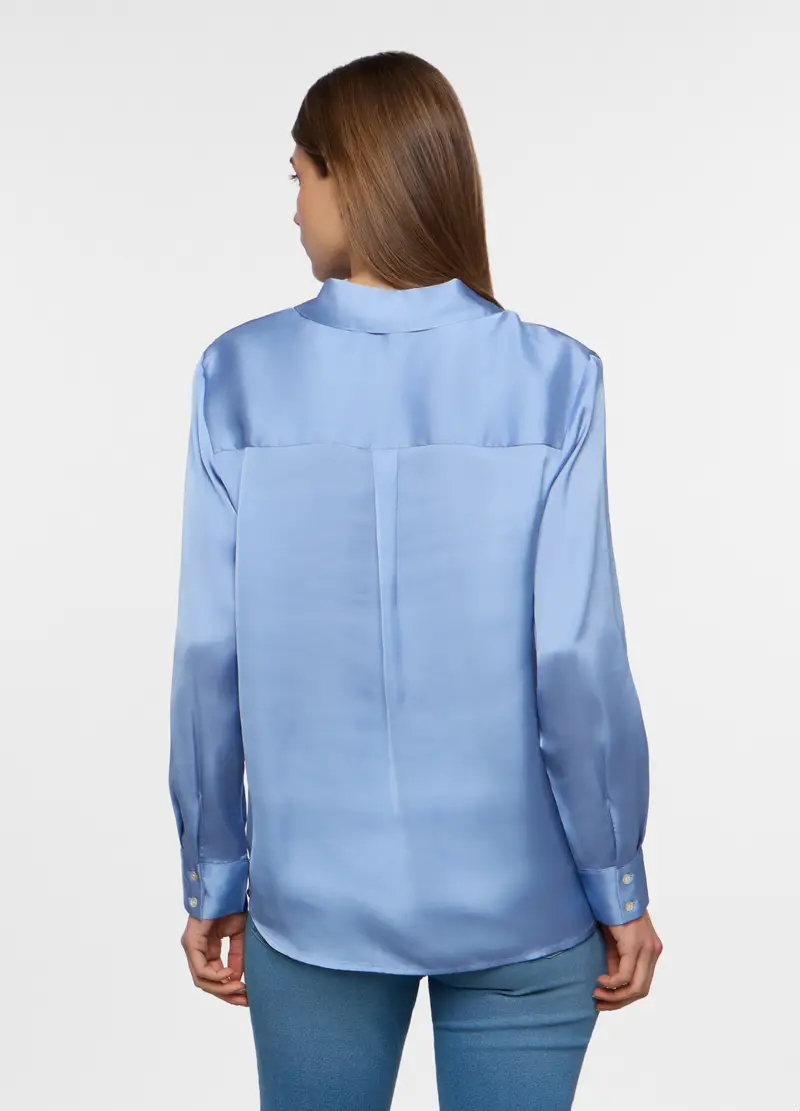 Camicia In Raso Donna, Azzurro cielo miniatura 2