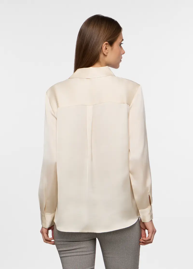Camicia In Raso Donna, Beige miniatura 2