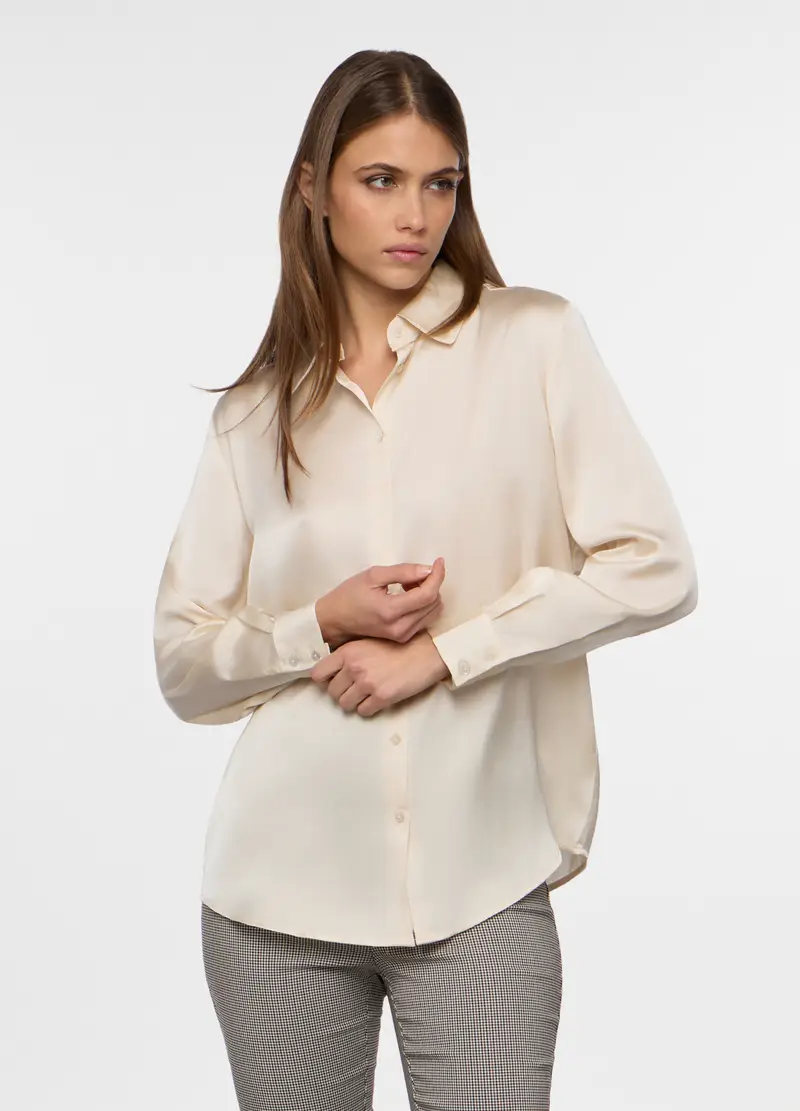 Camicia In Raso Donna, Beige