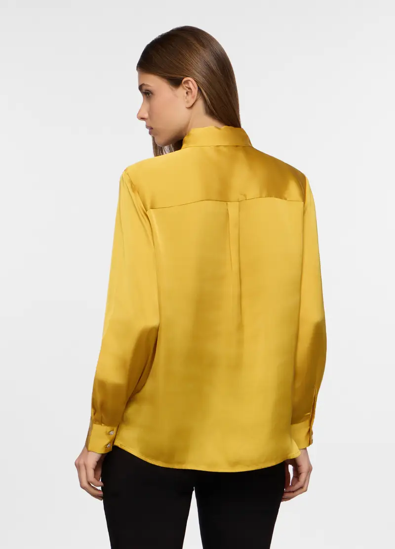 Camicia In Raso Donna, Giallo ocra miniatura 2