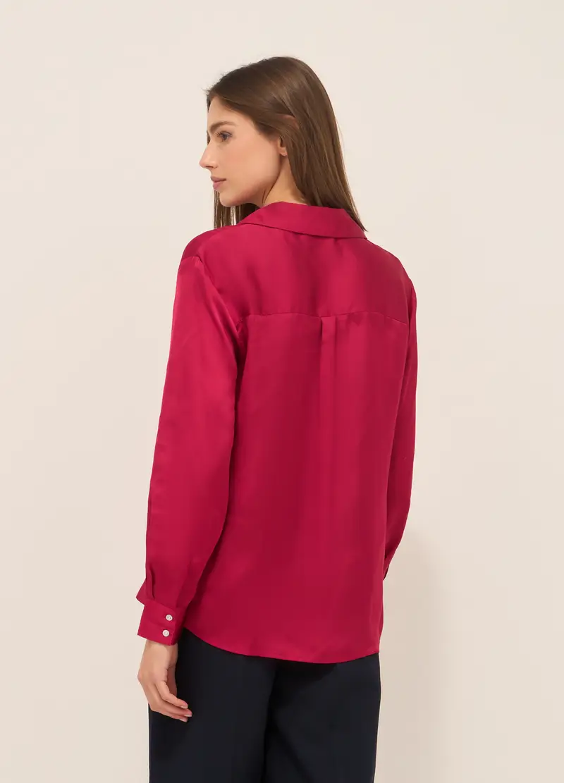 Camicia In Raso Donna, Rosso fragola miniatura 2