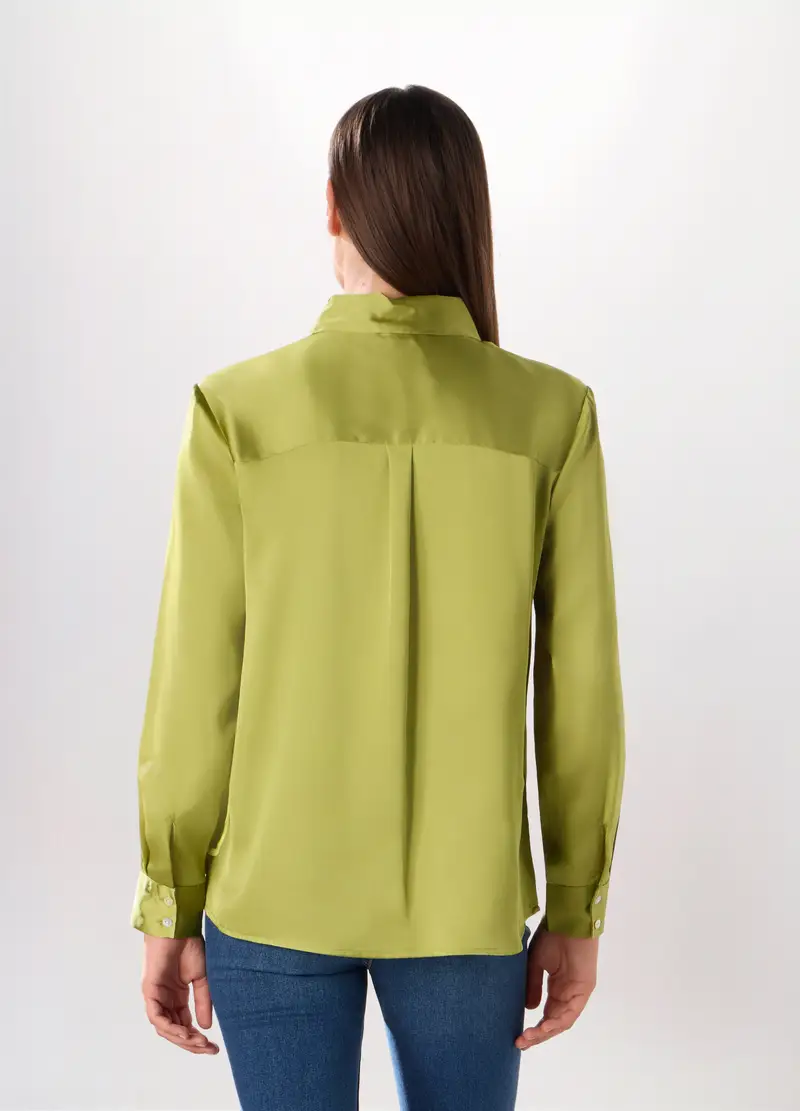 Camicia In Raso Donna, Verde pistacchio miniatura 2