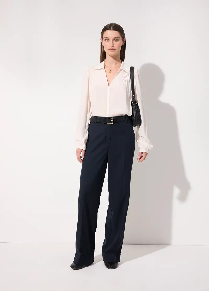 Camicia In Viscosa A Maniche Lunghe Donna, Unisex, Bianco