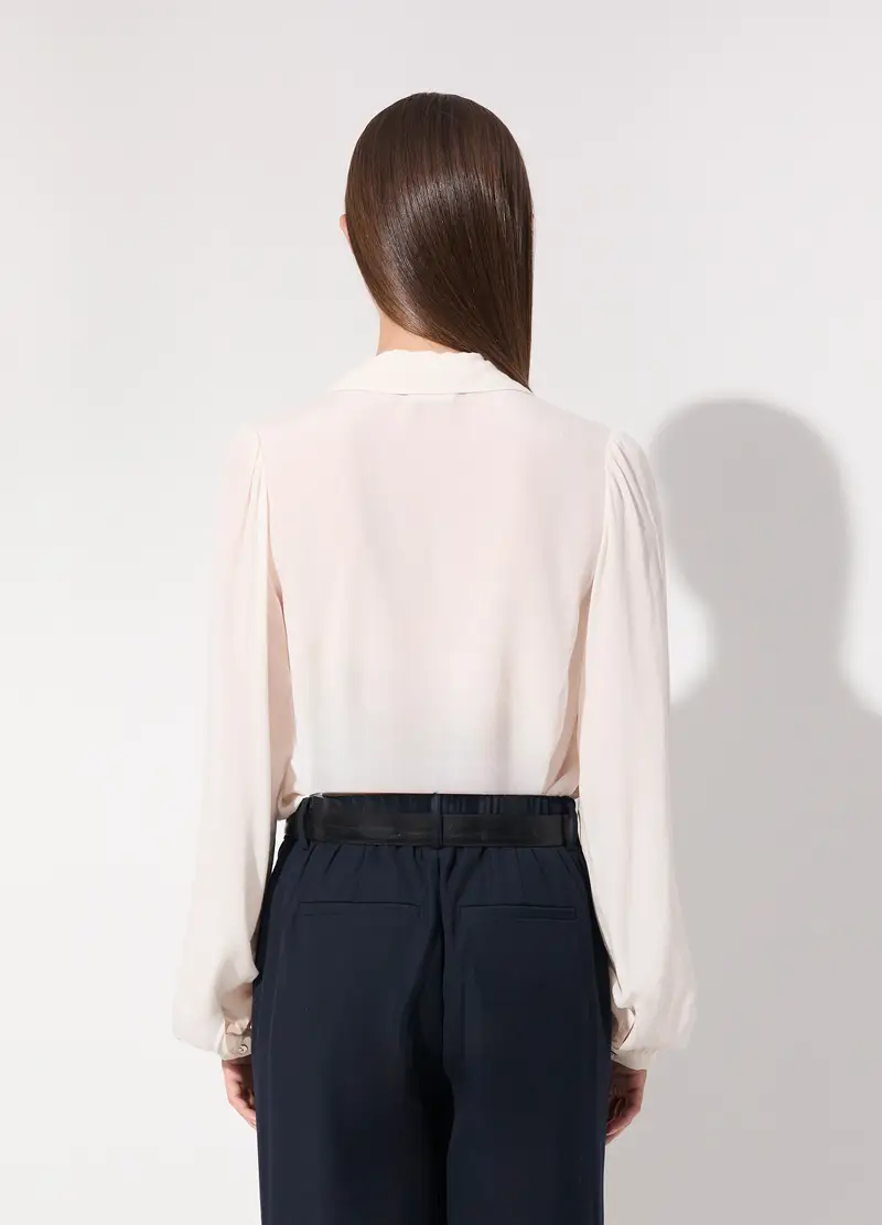 Camicia In Viscosa A Maniche Lunghe Donna, Unisex, Bianco miniatura 3