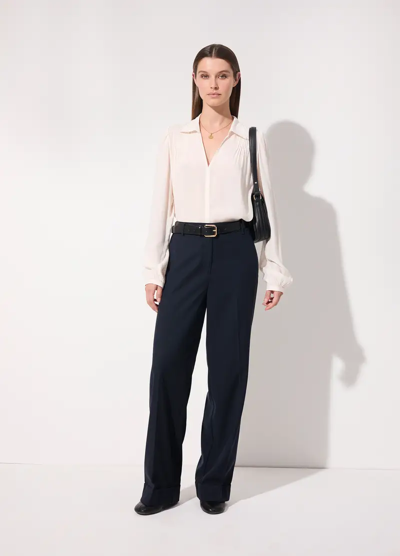 Camicia In Viscosa A Maniche Lunghe Donna, Unisex, Bianco