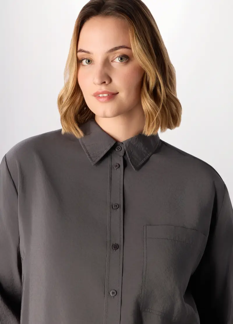 Camicia In Viscosa Donna Curvy, Grigio cenere miniatura 3