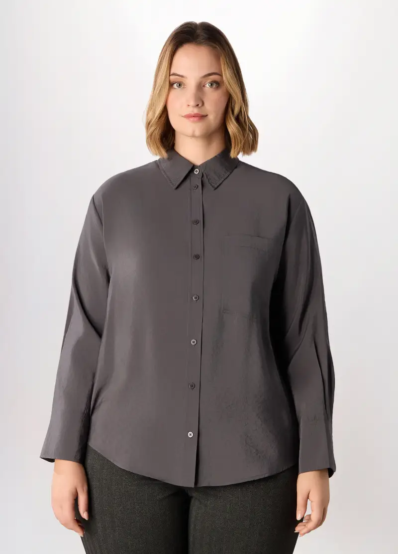 Camicia In Viscosa Donna Curvy, Grigio cenere