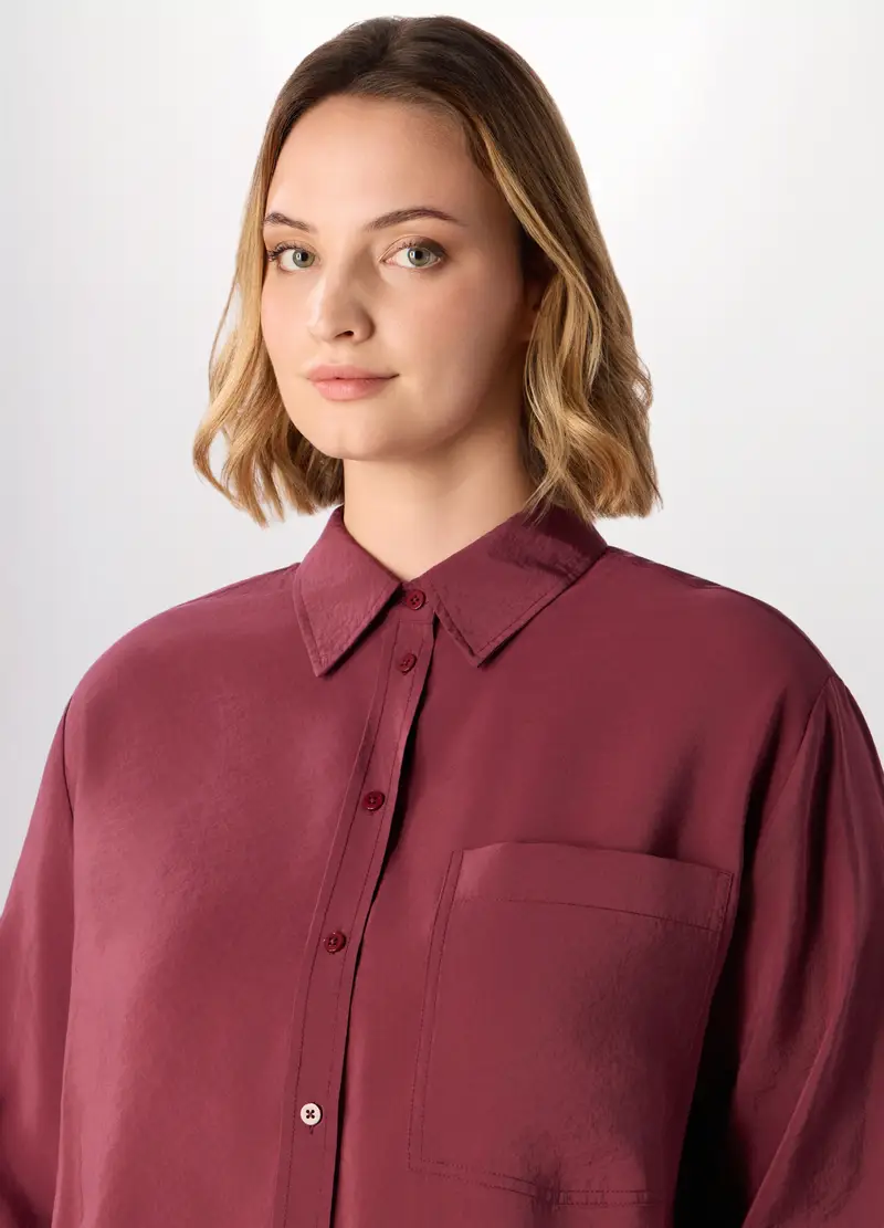 Camicia In Viscosa Donna Curvy, Rosso scuro miniatura 2