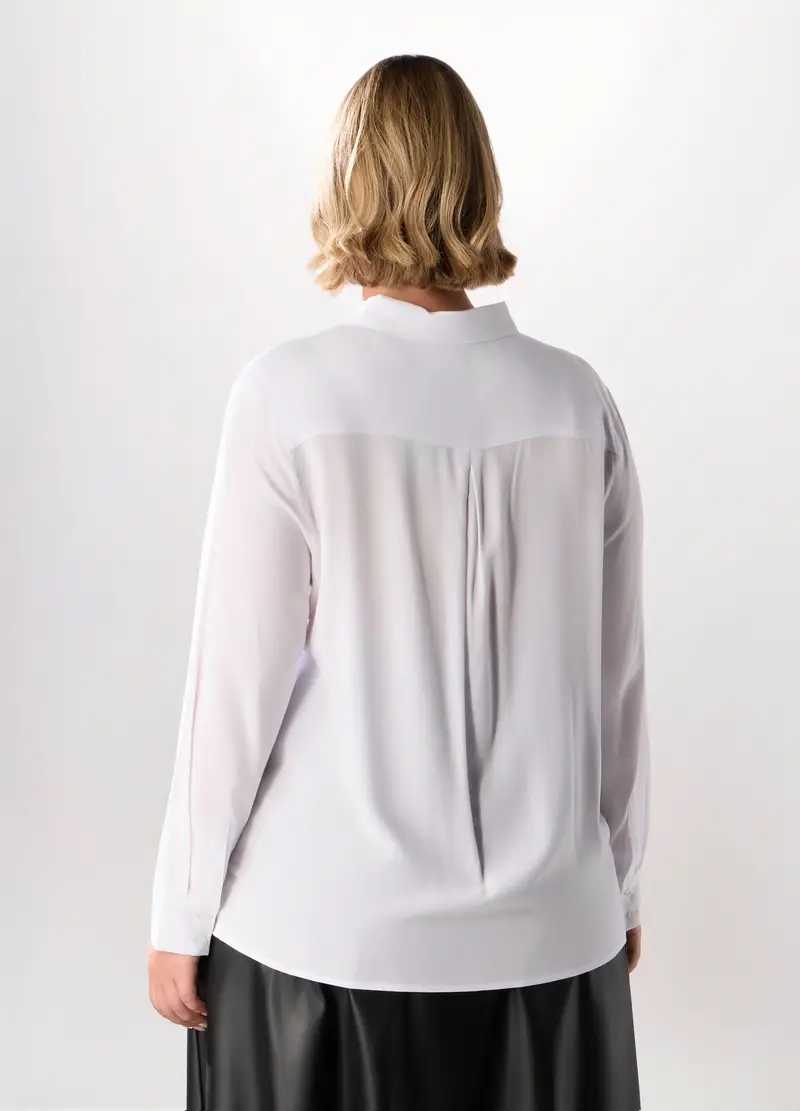Camicia In Viscosa Tinta Unita Donna Curvy, Bianco miniatura 2