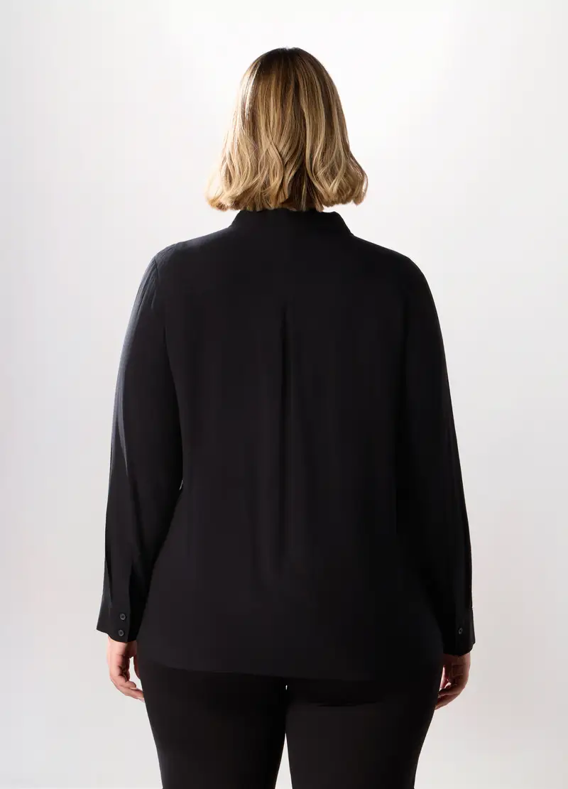 Camicia In Viscosa Tinta Unita Donna Curvy, Nero miniatura 2