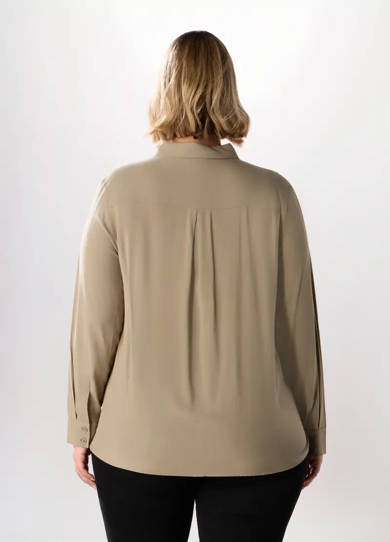 Camicia In Viscosa Tinta Unita Donna Curvy, Verde chiaro miniatura 2